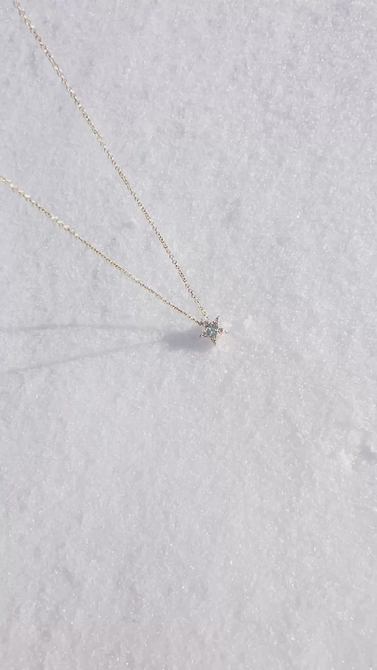 Star Blue Topaz Necklaces Pavé Lab Diamond Necklace 14K Solid Gold | December Birthstone