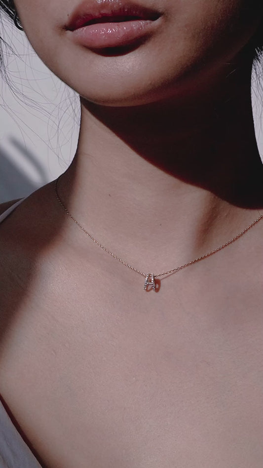 Eclipse A Initial Letter Pavé Lab Diamond Necklace 14K Solid Gold