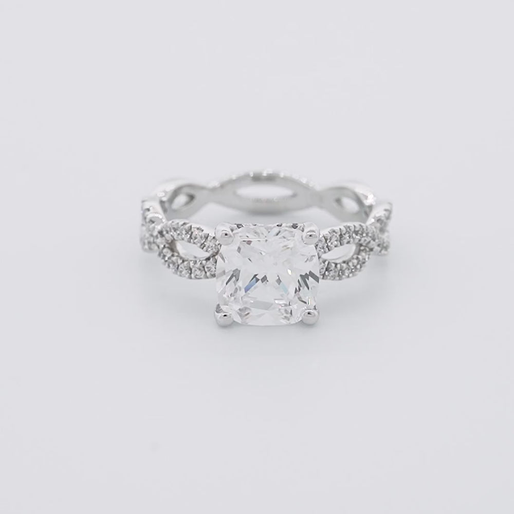 
          
          Load and play video in Gallery viewer, Amaya Moissanite Cushion Twist Pave Natural Diamonds Ring
          
          