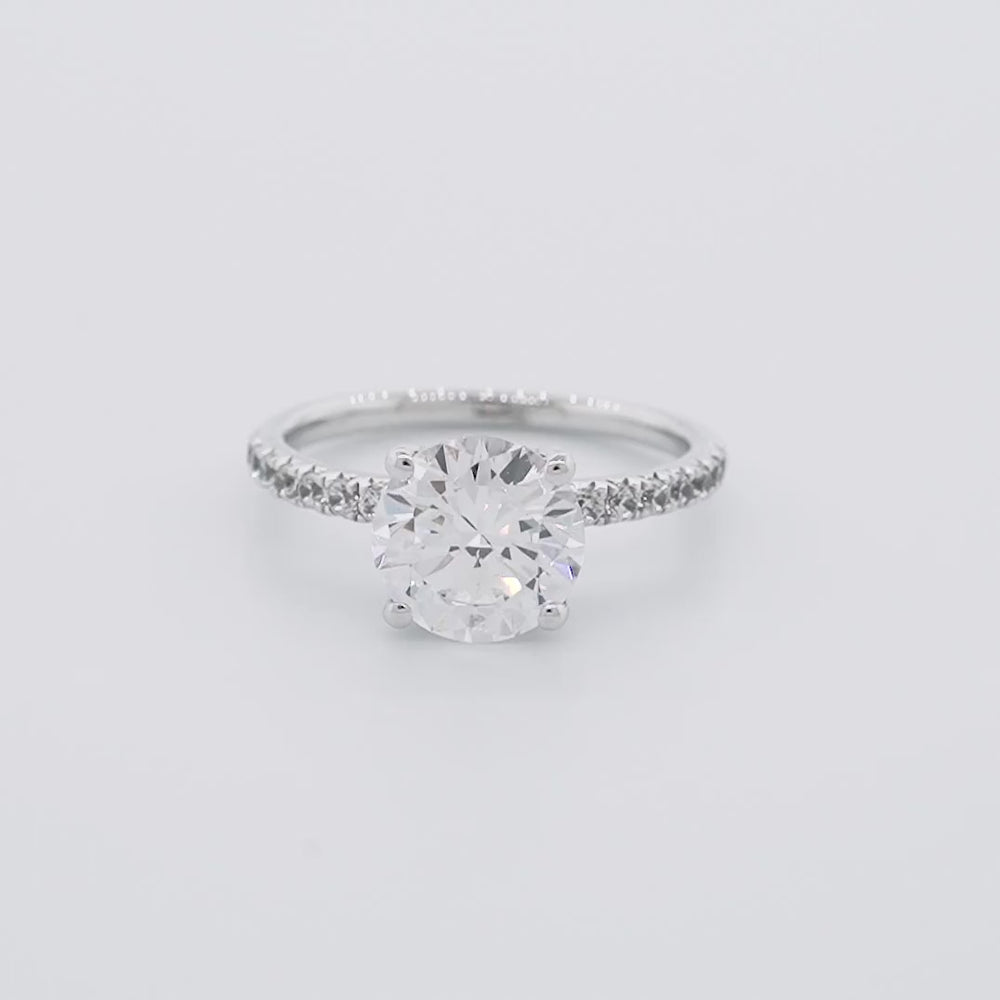 
          
          Load and play video in Gallery viewer, Iris Moissanite Round Pave Natural Diamonds Rose Gold Ring
          
          