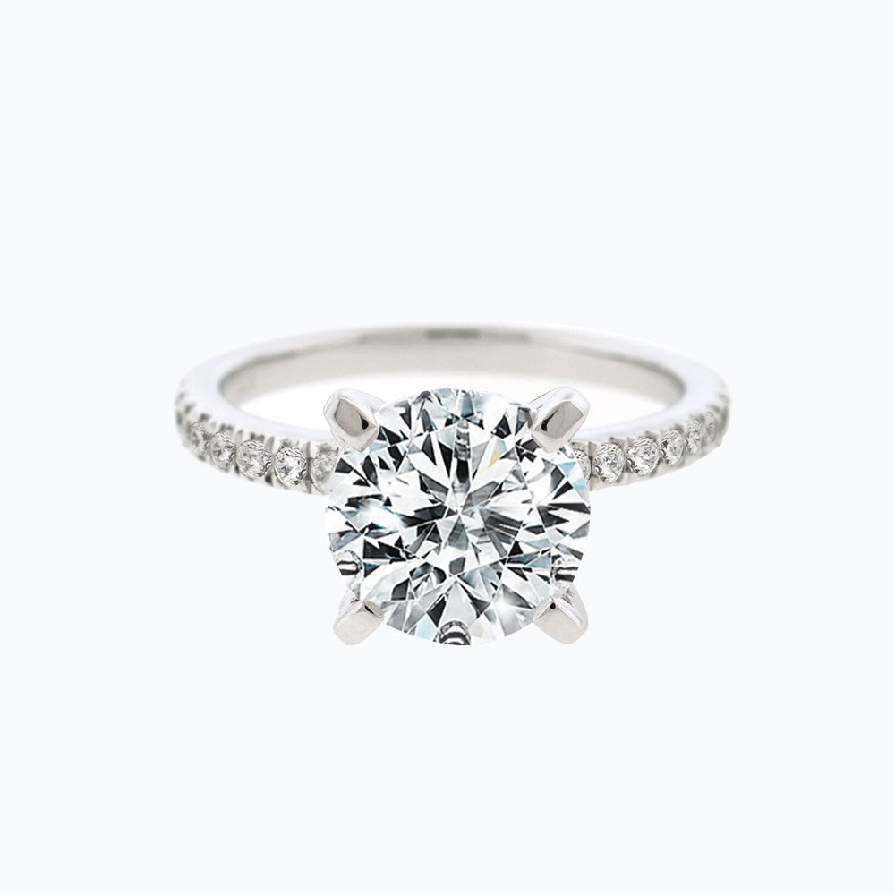 Irene Moissanite Round Pave Diamonds White Gold Ring