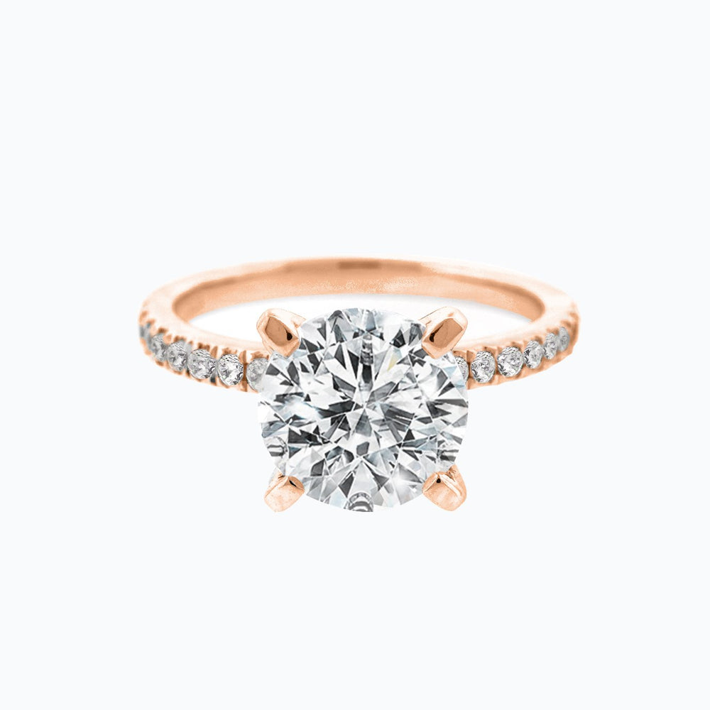 Irene Moissanite Round Pave Diamonds Rose Gold Ring
