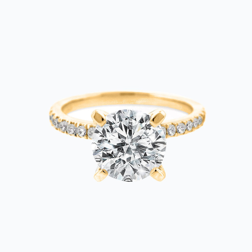 Irene Moissanite Round Pave Diamonds Yellow Gold Ring