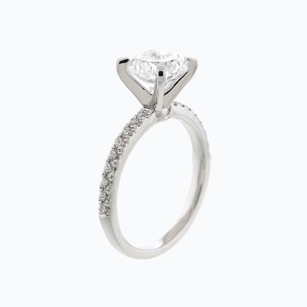 
          
          Load image into Gallery viewer, Irene Moissanite Round Pave Diamonds 18k White Gold Ring In Stock
          
          