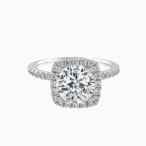 
          
          Load image into Gallery viewer, 2.40ct Neona Moissanite Cushion Halo Pave Diamonds 18k White Gold Ring
          
          