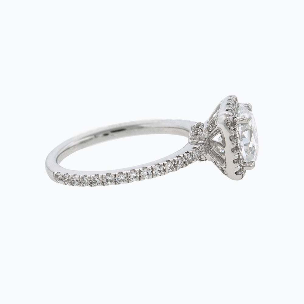 
          
          Load image into Gallery viewer, 2.40ct Neona Moissanite Cushion Halo Pave Natural Diamonds 18k White Gold Ring
          
          