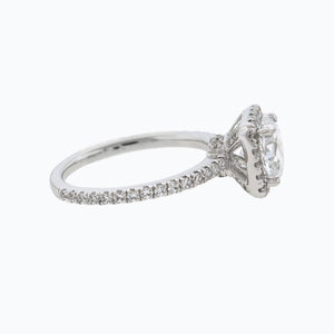 
          
          Load image into Gallery viewer, 1.30ct Neona Moissanite Cushion Halo Pave Diamonds 18k White Gold Ring
          
          