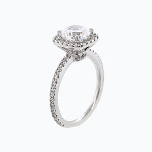 
          
          Load image into Gallery viewer, 4.20ct Neona Moissanite Cushion Halo Pave Diamonds 18k White Gold Ring
          
          