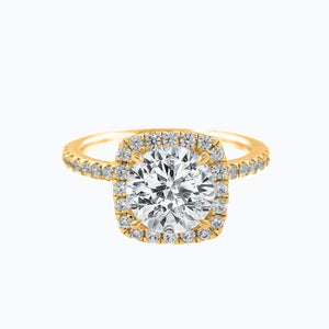 
          
          Load image into Gallery viewer, Neona Cushion Halo Pave Diamonds Ring 14K Yellow Gold
          
          
