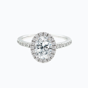 
          
          Load image into Gallery viewer, 3.00ct Adel Lab Created Diamond Oval Halo Pave Diamonds 18k White Gold Ring
          
          