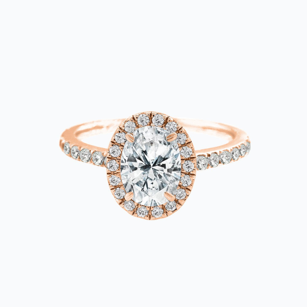 Adel Moissanite Oval Halo Pave Diamonds Rose Gold Ring