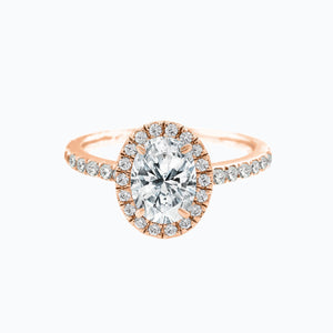 
          
          Load image into Gallery viewer, Adel Moissanite Oval Halo Pave Diamonds Rose Gold Ring
          
          