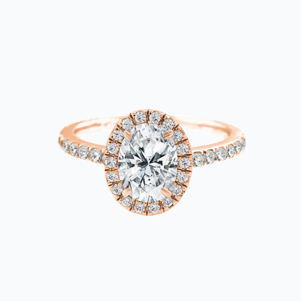 
          
          Load image into Gallery viewer, Adel Lab Created Diamond Oval Halo Pave Diamonds White gold Ring
          
          