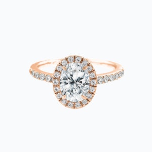 
          
          Load image into Gallery viewer, Adel Oval Halo Pave Diamonds Ring 14K Rose Gold
          
          