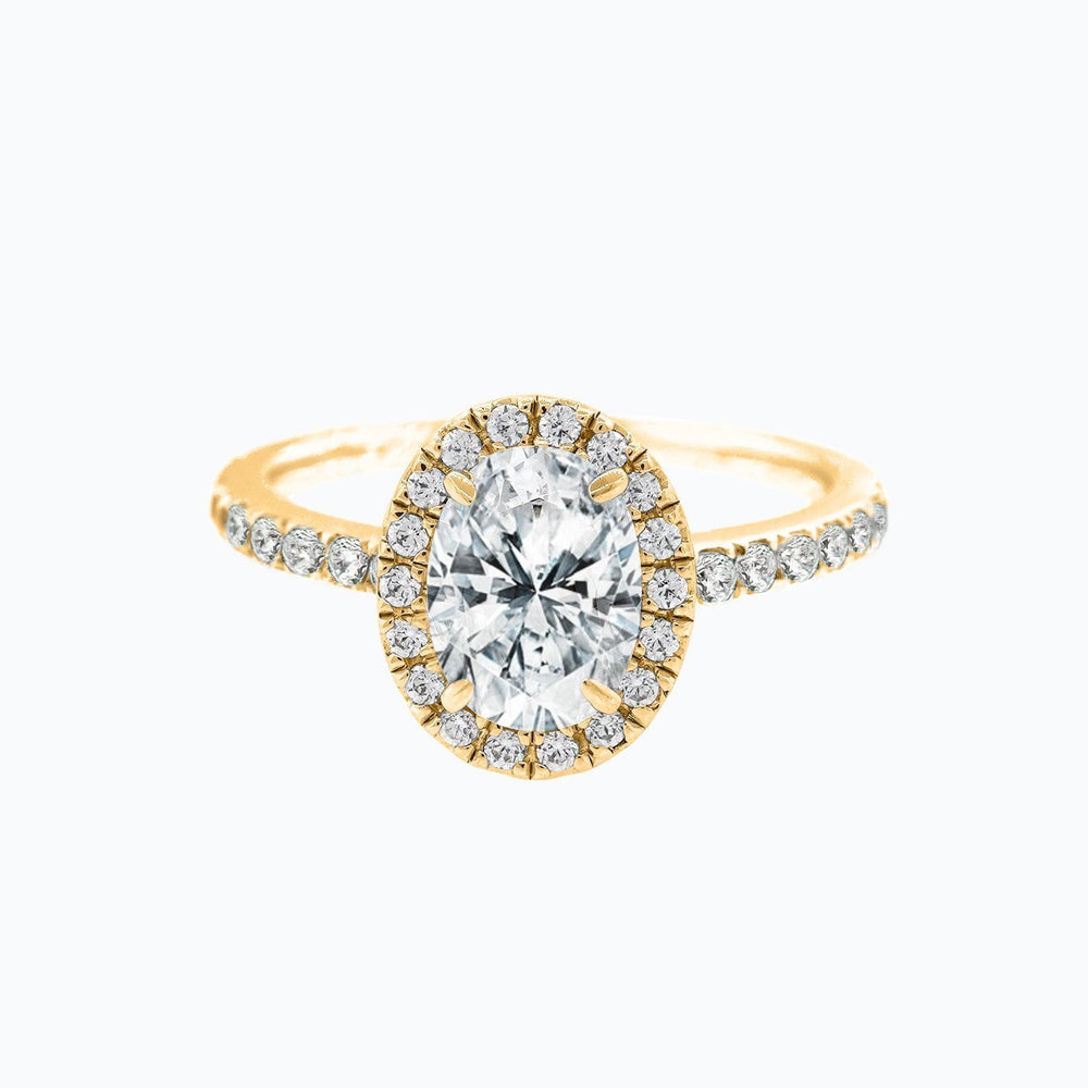 Adel Oval Halo Pave Diamonds Ring 18K Yellow Gold