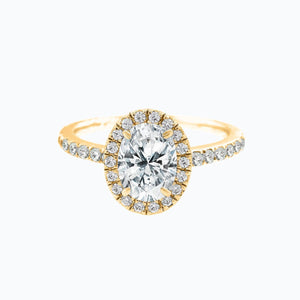 
          
          Load image into Gallery viewer, Adel Oval Halo Pave Diamonds Ring 18K Yellow Gold
          
          