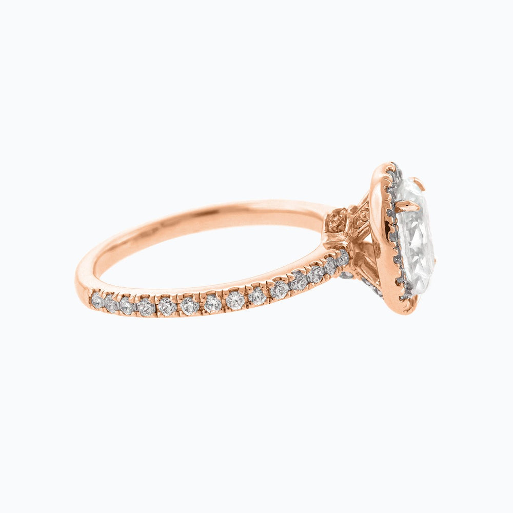 
          
          Load image into Gallery viewer, Adel Moissanite Oval Halo Pave Diamonds Rose Gold Ring
          
          