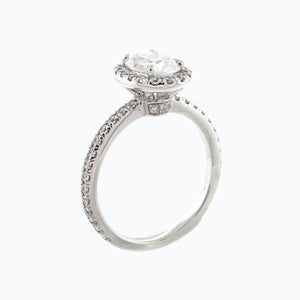 
          
          Load image into Gallery viewer, Adel Oval Halo Pave Diamonds 18k White Gold Semi Mount Engagement Ring
          
          