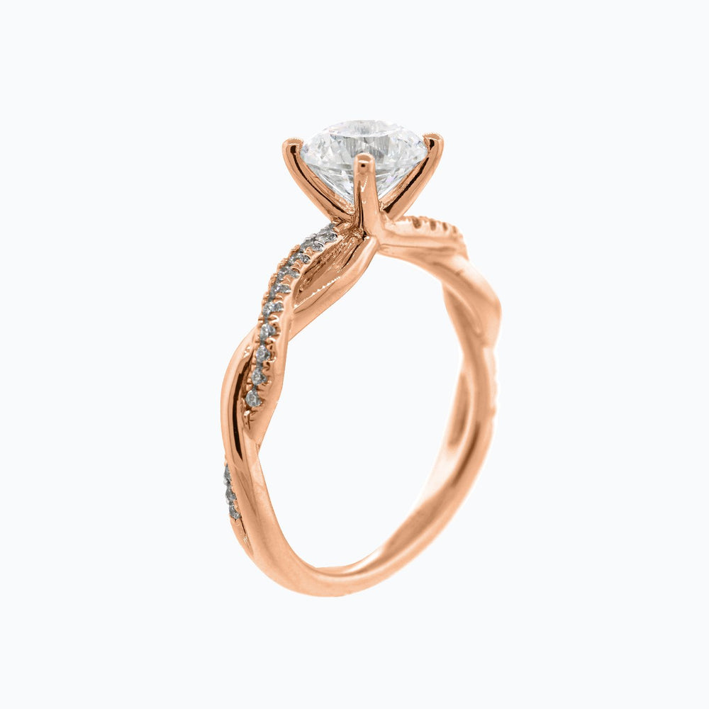 
          
          Load image into Gallery viewer, Edna Moissanite Round Twist Pave Diamonds Rose Gold Ring
          
          