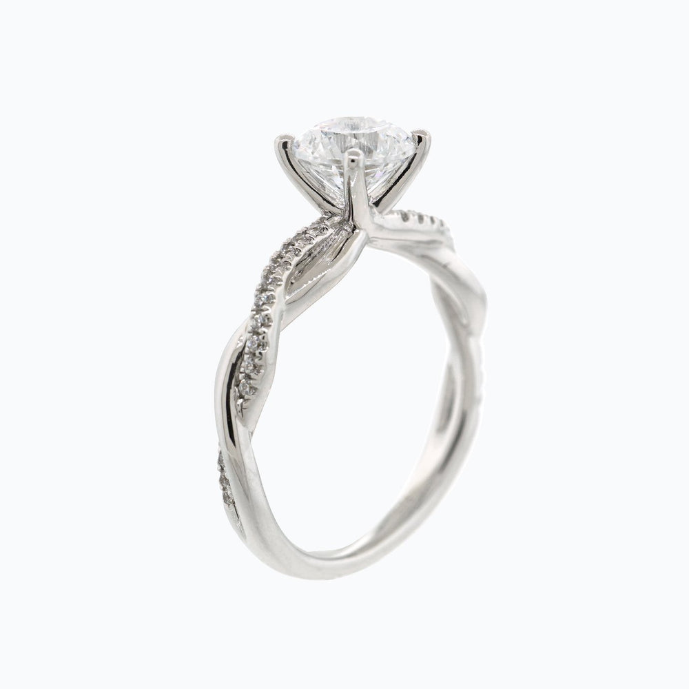 
          
          Load image into Gallery viewer, Edna Moissanite Round Twist Pave Natural Diamonds Ring
          
          