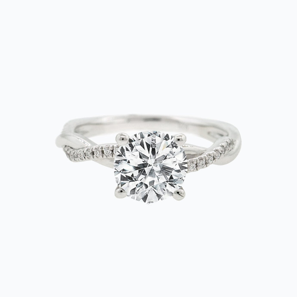 3.50ct Edna Lab Diamond Round Twist Pave Diamonds 18k White Gold Ring