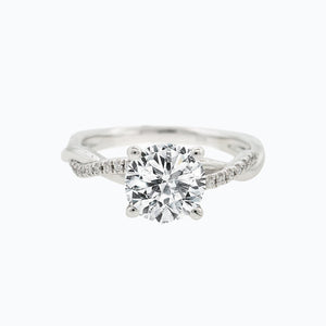 
          
          Load image into Gallery viewer, 1.00ct Edna Moissanite Round Twist Pave Diamonds 18k White Gold Ring In Stock
          
          