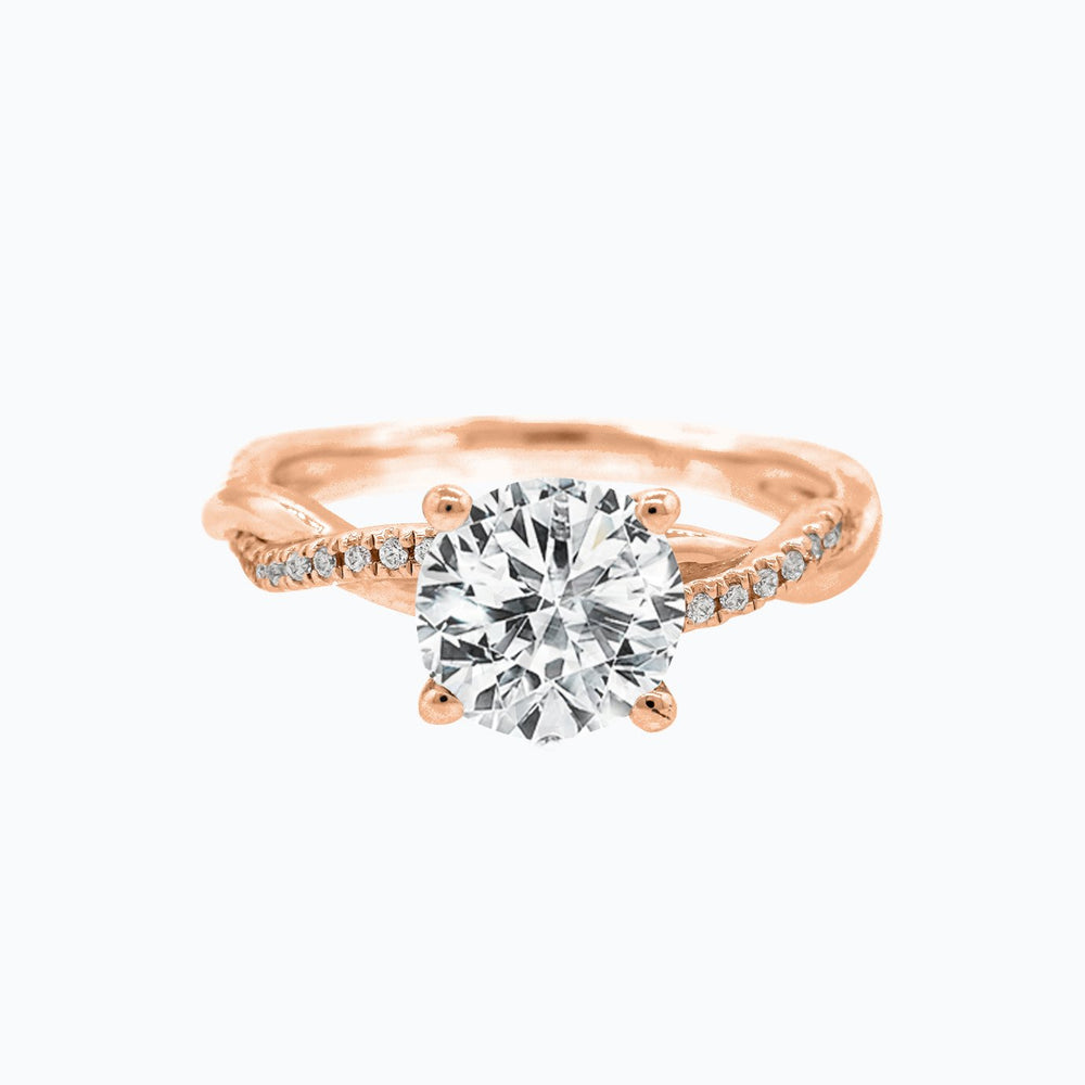 Edna Moissanite Round Twist Pave Diamonds Rose Gold Ring