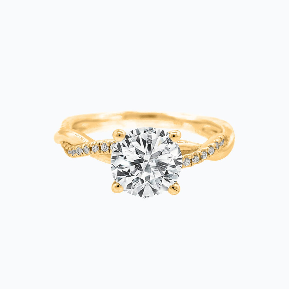 Edna Moissanite Round Twist Pave Diamonds Yellow Gold Ring
