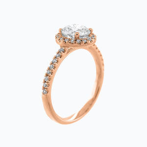 
          
          Load image into Gallery viewer, Isam Moissanite Round Halo Pave Diamonds Rose Gold Ring
          
          