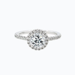 
          
          Load image into Gallery viewer, Isam Lab Created Diamond Round Halo Pave Diamonds White Gold Ring
          
          