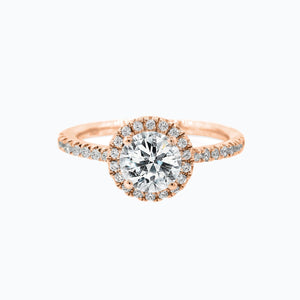 
          
          Load image into Gallery viewer, Isam Moissanite Round Halo Pave Diamonds Rose Gold Ring
          
          