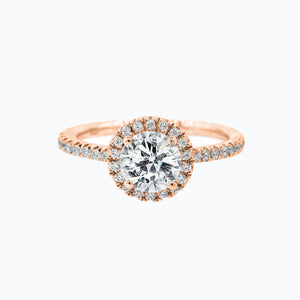 
          
          Load image into Gallery viewer, Isam Lab Created Diamond Round Halo Pave Diamonds Rose Gold Ring
          
          