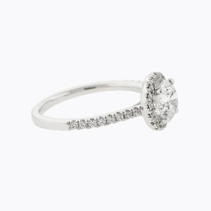 
          
          Load image into Gallery viewer, 1.50ct Isam Moissanite Round Halo Pave Diamonds 18k White Gold Ring
          
          
