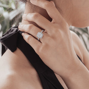 
          
          Load image into Gallery viewer, Nadia Lab Created Diamond Cushion Halo Pave Diamonds Ring
          
          