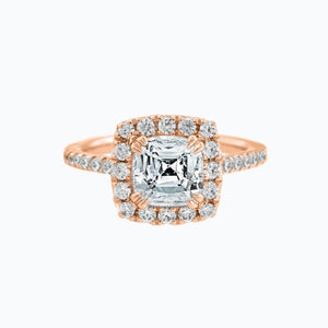 
          
          Load image into Gallery viewer, Nadia Moissanite Cushion Halo Pave Diamonds Rose Gold Ring
          
          