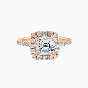 
          
          Load image into Gallery viewer, Nadia Lab Created Diamond Cushion Halo Pave Diamonds Rose Gold Ring
          
          