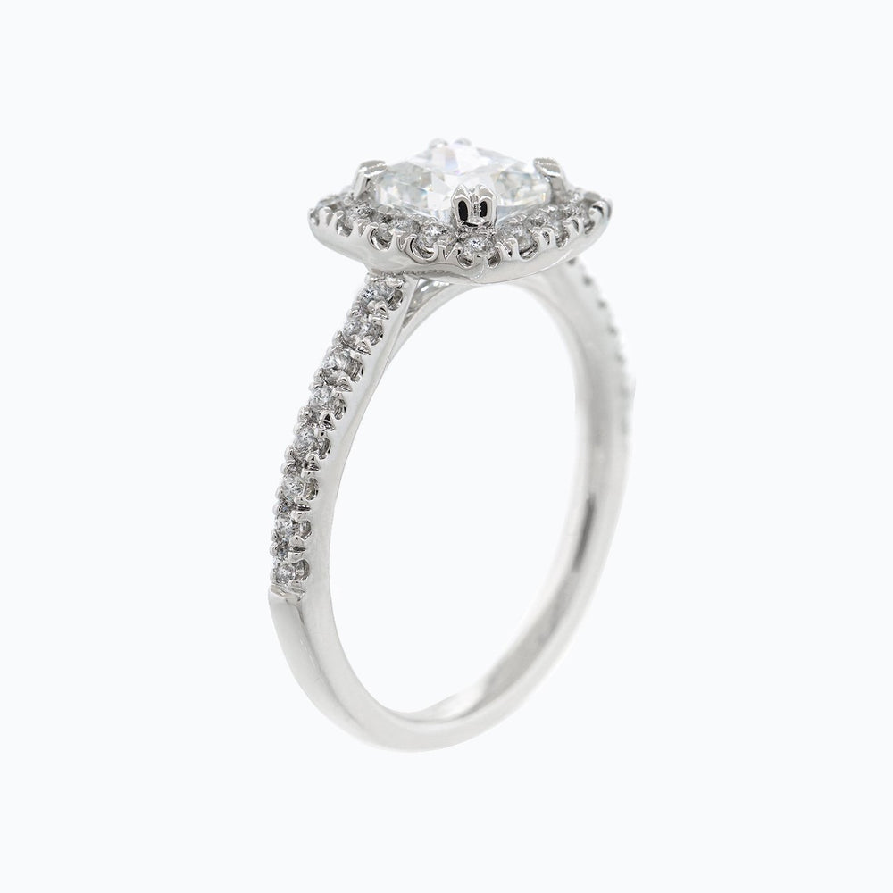 
          
          Load image into Gallery viewer, Nadia Cushion Halo Pave Diamonds Ring 14K White Gold
          
          