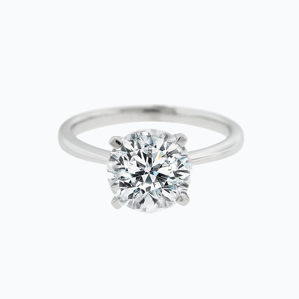 Anne Moissanite Round Solitaire 18k White Gold Ring In Stock