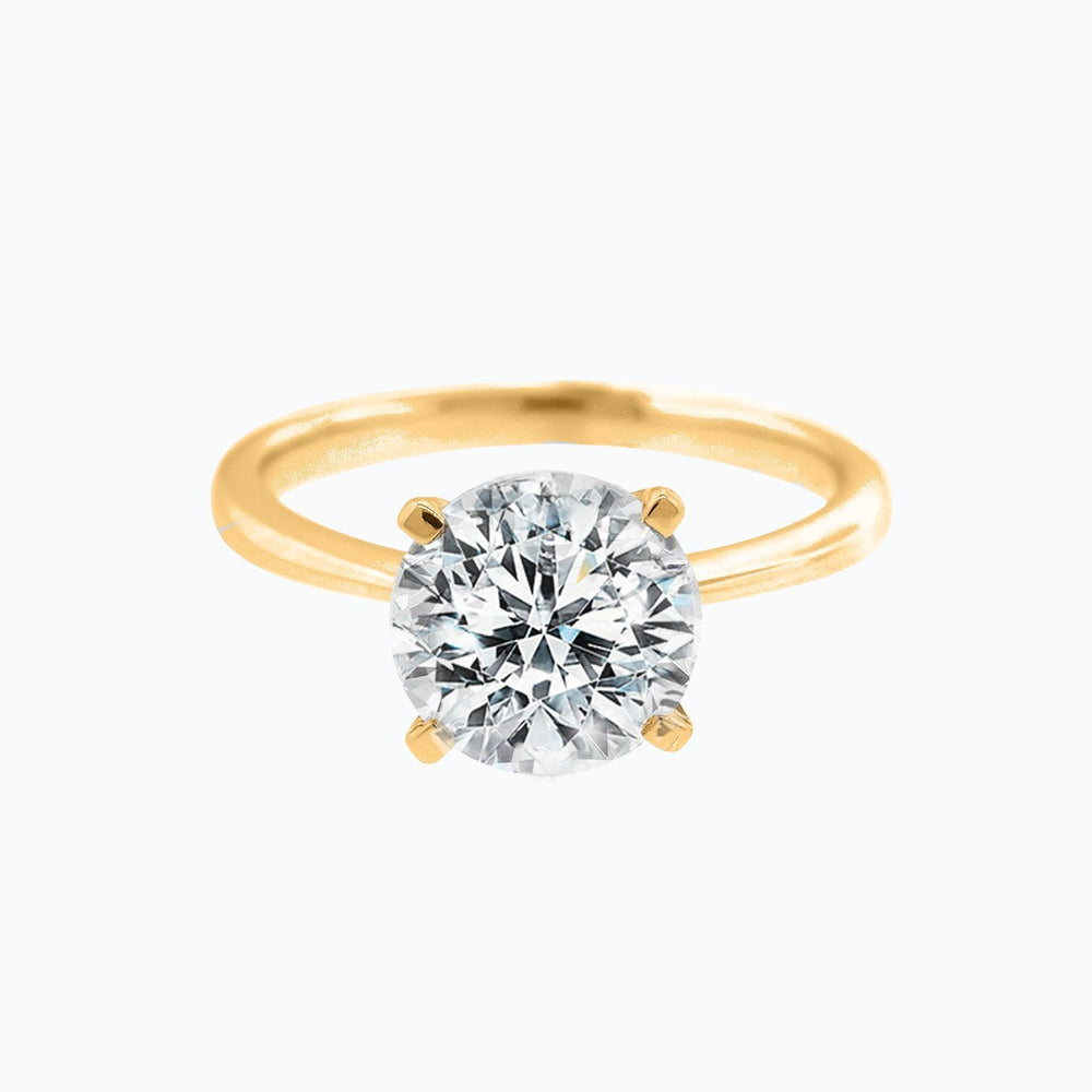 Anne Lab Created Diamond Round Solitaire Yellow Gold Ring