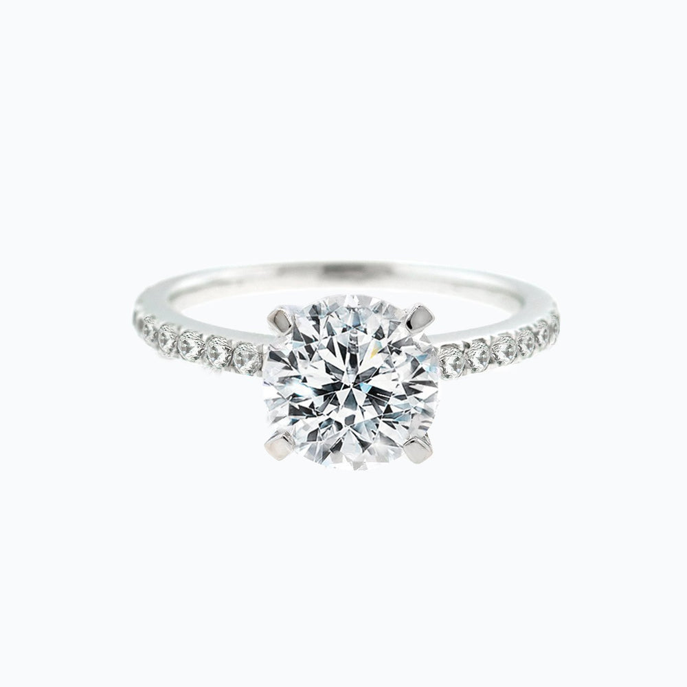 Ivy Round Pave Diamonds 18k White Gold Semi Mount Engagement Ring