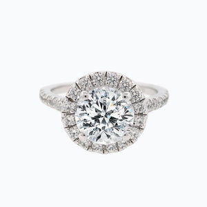 
          
          Load image into Gallery viewer, 1.00ct Ellen Moissanite Round Halo Pave Diamonds 18k White Gold Ring
          
          