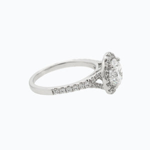 
          
          Load image into Gallery viewer, 1.90ct Ellen Moissanite Round Halo Pave Diamonds 18k White Gold Ring
          
          
