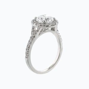 
          
          Load image into Gallery viewer, Ellen Lab Diamond Round Halo Pave Diamonds 18k White Gold Ring
          
          