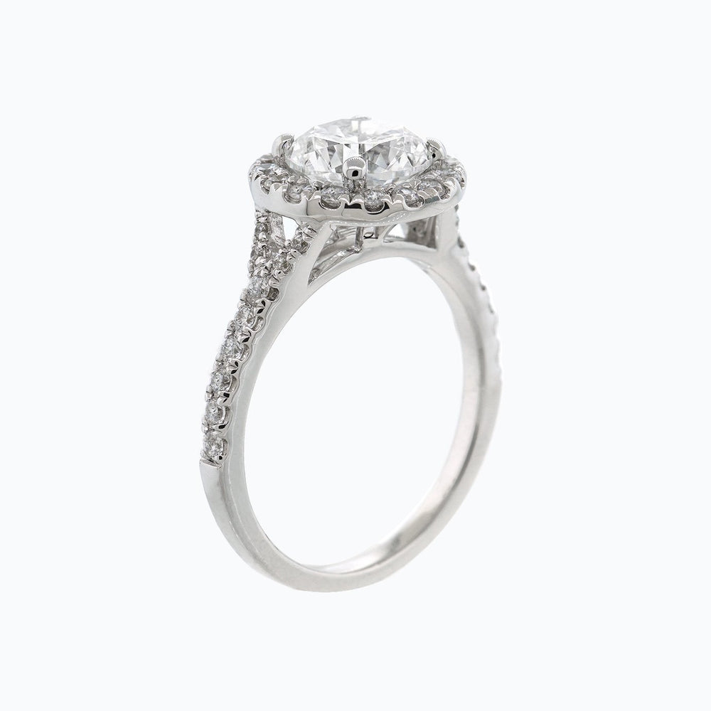 
          
          Load image into Gallery viewer, 1.50ct Ellen Lab Diamond Round Halo Pave Diamonds 18k White Gold Ring
          
          