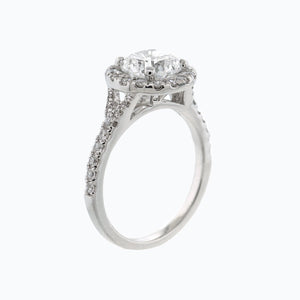 
          
          Load image into Gallery viewer, 1.00ct Ellen Moissanite Round Halo Pave Diamonds 18k White Gold Ring
          
          