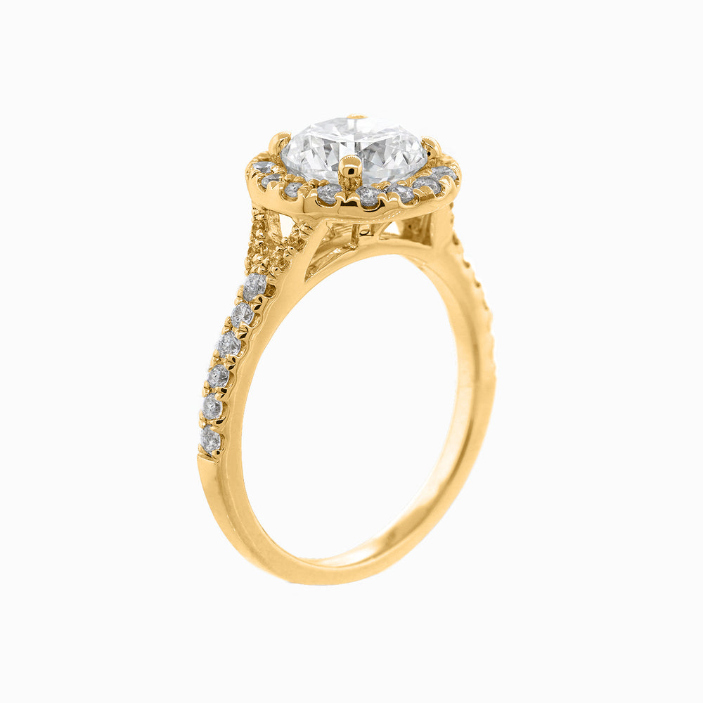 
          
          Load image into Gallery viewer, Ellen Lab Diamond Round Halo Pave Diamonds Yellow Gold Ring
          
          