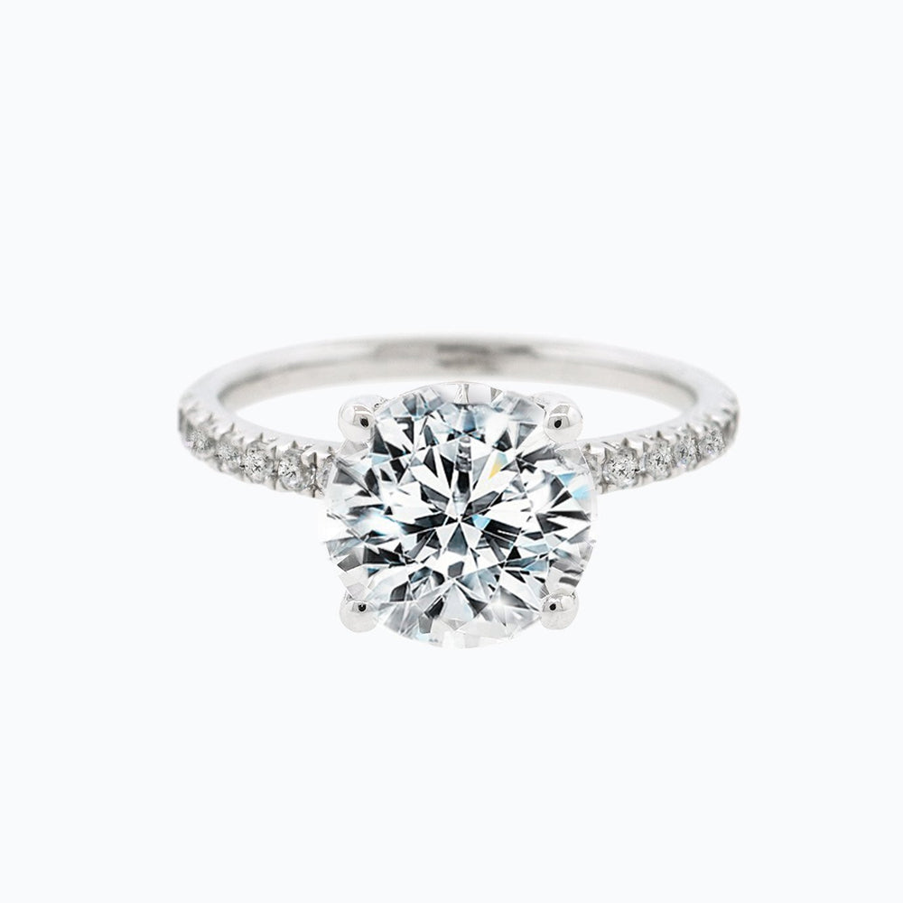 Iris Moissanite Round Pave Diamonds White Gold Ring