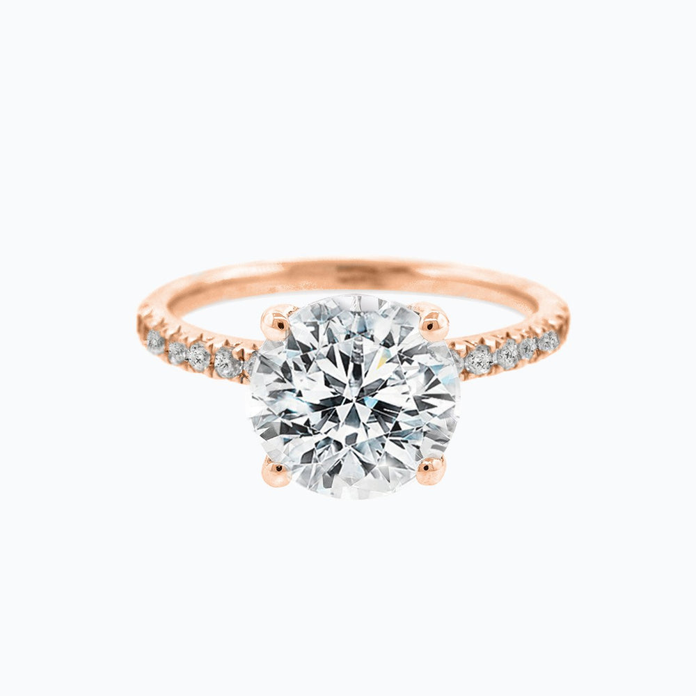 Iris Moissanite Round Pave Diamonds Rose Gold Ring