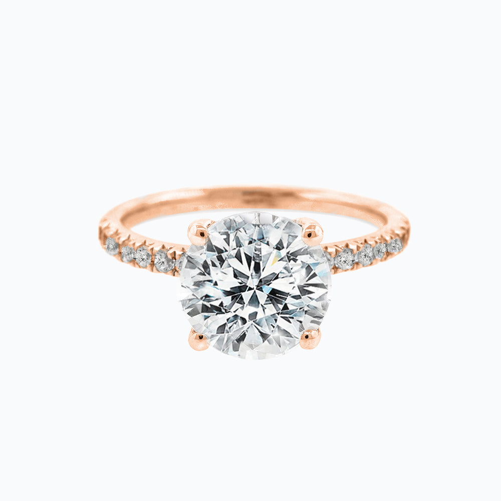 Iris Lab Created Diamond Round Pave Diamonds Rose Gold Ring