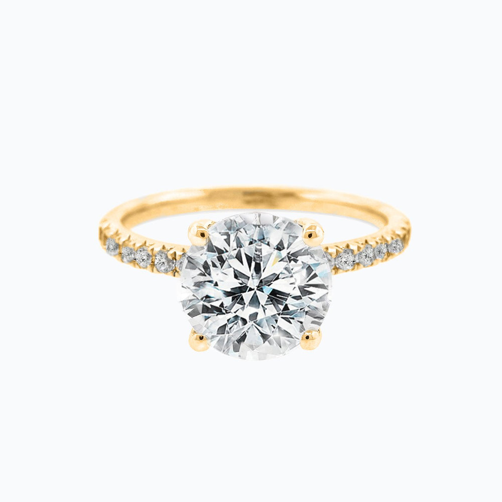 Iris Moissanite Round Pave Diamonds Yellow Gold Ring